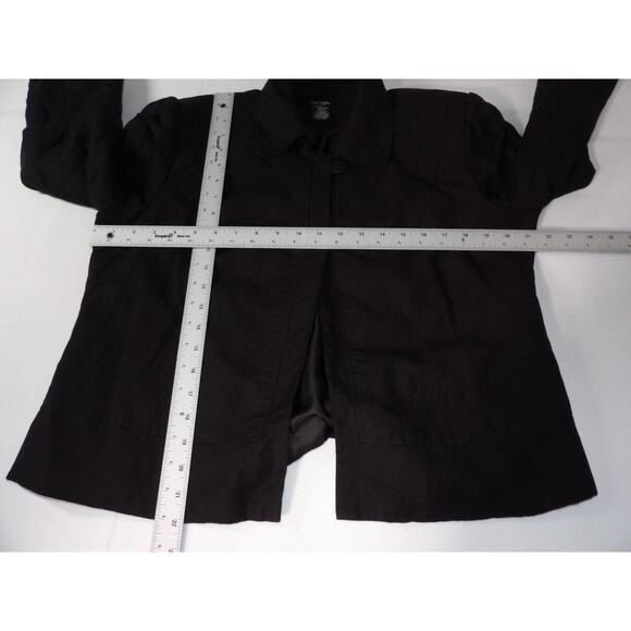 Bob Mackie Studio 16 Linen Blazer Black Lined Career Office Collared Double Butt - Picture 5 of 11